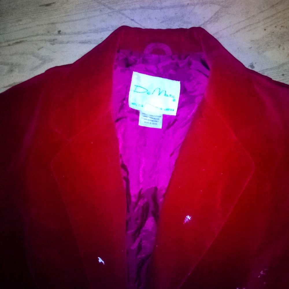 Red crush velvet vintage blazer